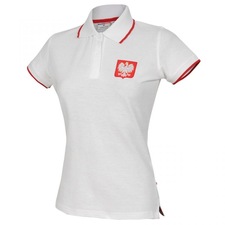 Koszulka polo Polska biała damska