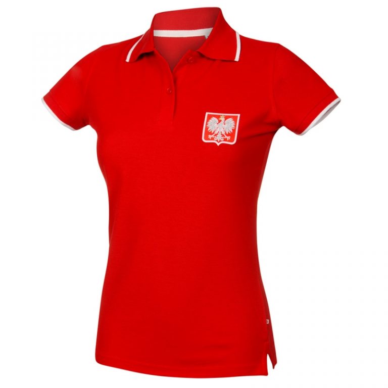 Koszulka polo Polska czerwona damska